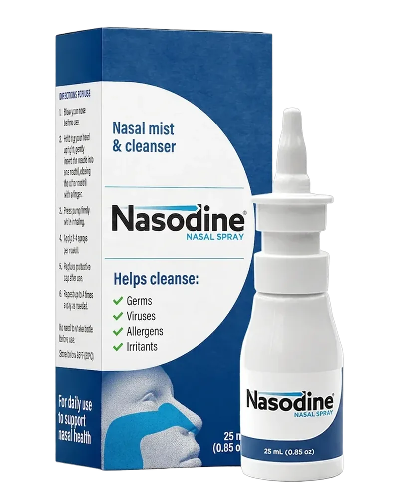 Nasodine PVP-iodine nasal spray bottle