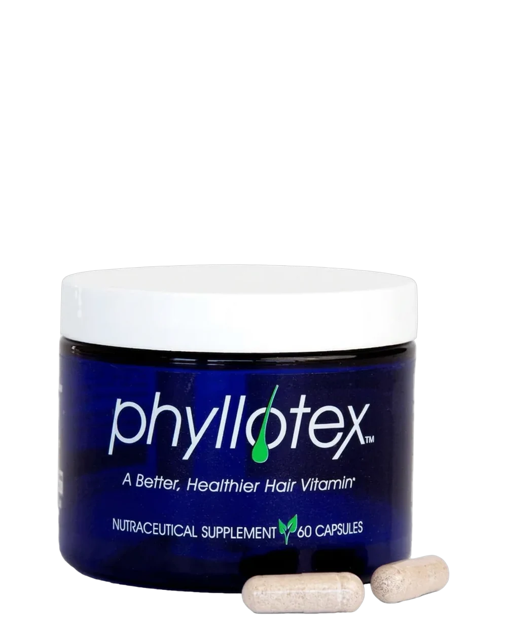 Phyllotex bottle, patented natural hair regrowth supplement