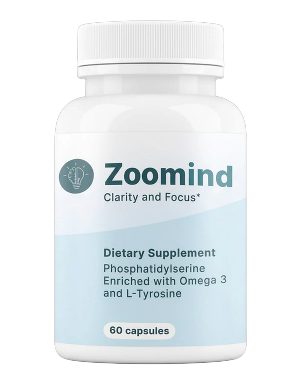 Zoomind bottle, natural focus and ADHD support supplement with Omega-3, Phosphatidylserine, and L-Tyrosine